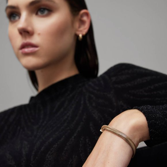 AllSaints Flat Snake Silver Tone Bracelet - Picture 6 of 6